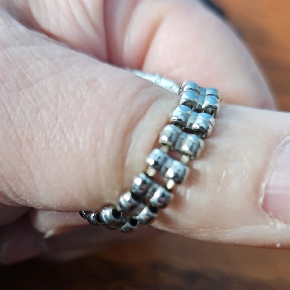 Paparazzi Peacefully Purple And Silver Stretch Band Ring NWOT - Picture 3 of 7